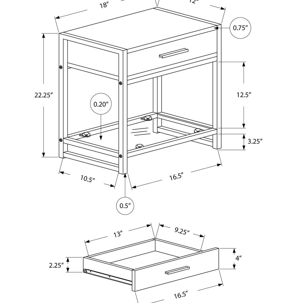 Versatile Accent Side Table, Storage Drawer