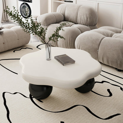 Cloud-Shaped Coffee Table Sphere Legs Black 35-inch