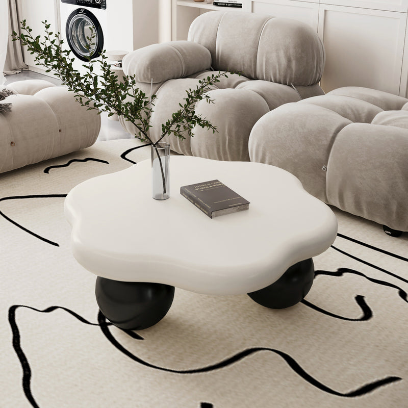 Cloud-Shaped Coffee Table Sphere Legs Black 35-inch