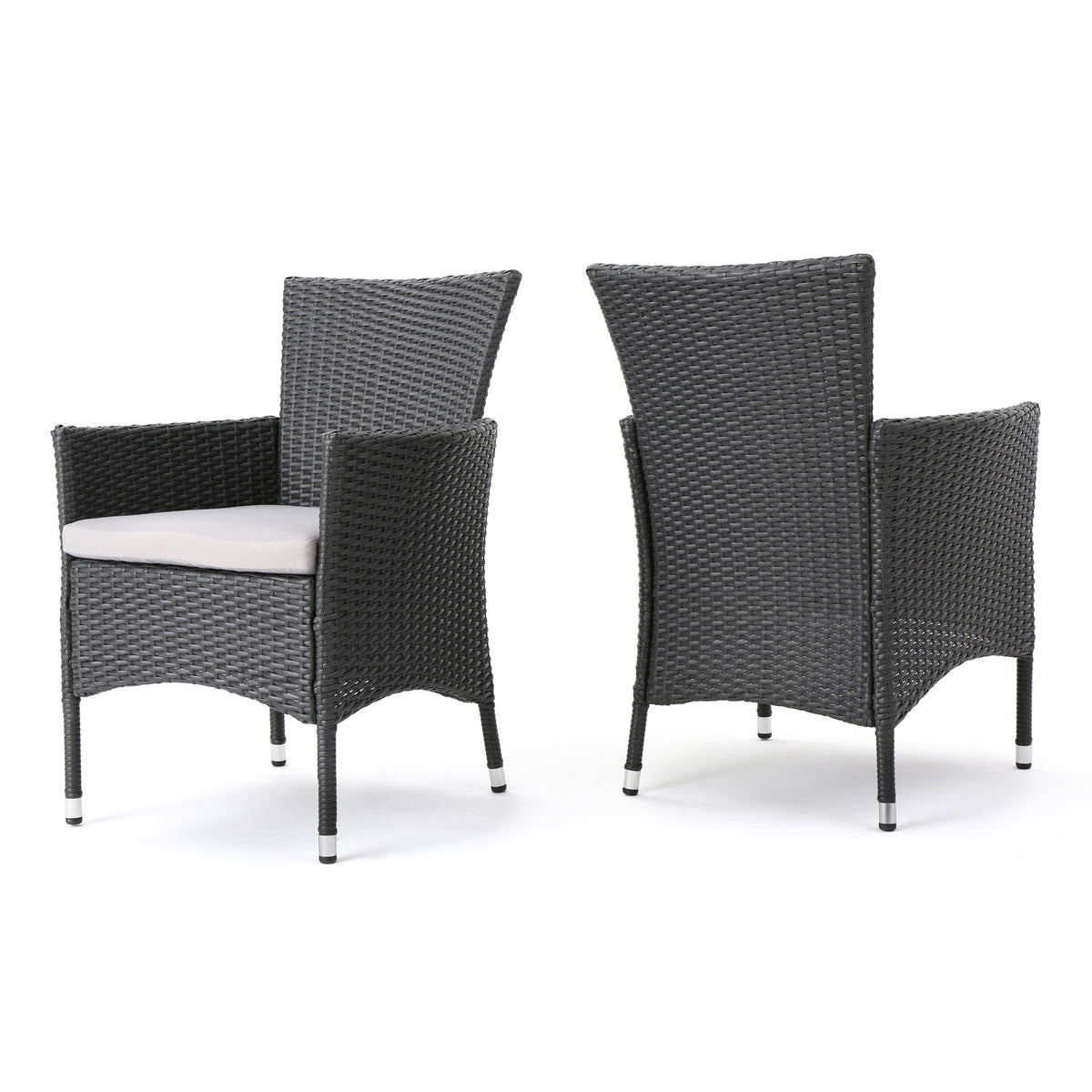 Dimensional Outdoor Dining Chair With Cushion Seat And Iron Frame (Set of 2)