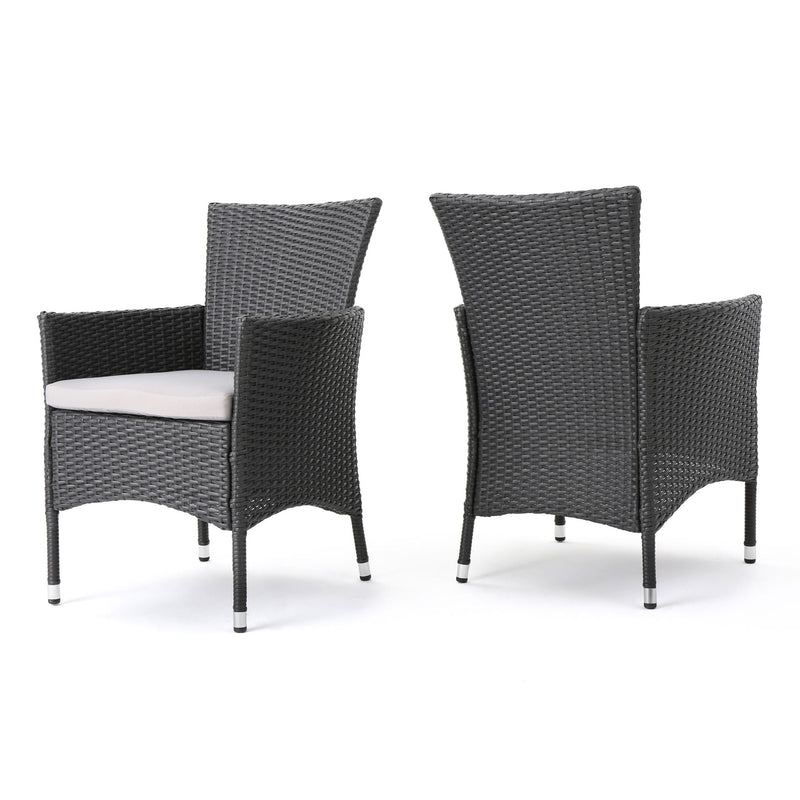 Dimensional Outdoor Dining Chair With Cushion Seat And Iron Frame (Set of 2)