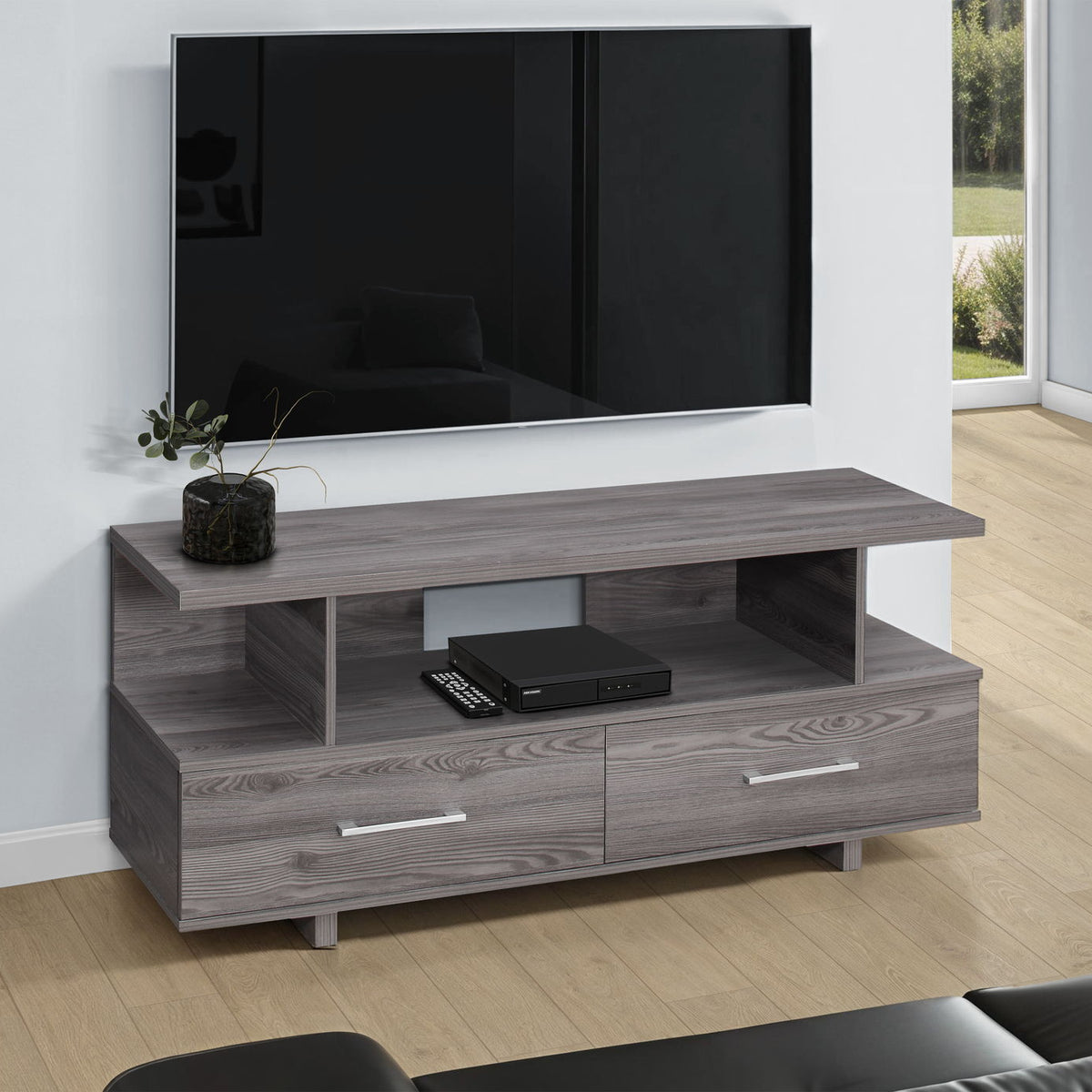 TV Stand, Console, Media Entertainment Center, Storage Cabinet, Elegant Design - Gray