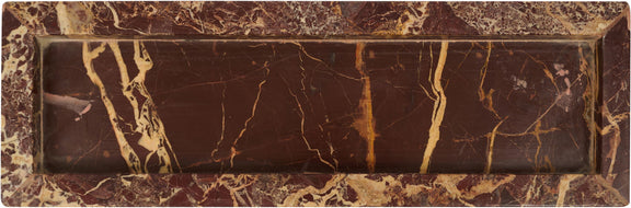 Dark brown and gold marbled rectangular marble tray with raised sides