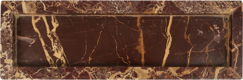 Dark brown and gold marbled rectangular marble tray with raised sides