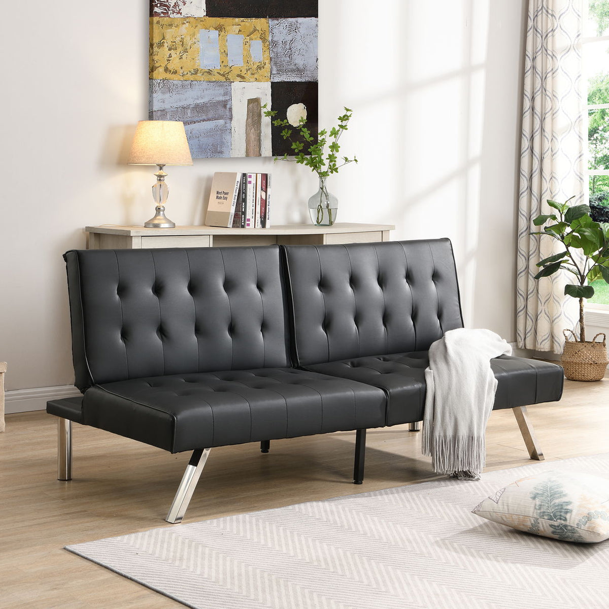 Comfortable Futon Sofa Bed - Black