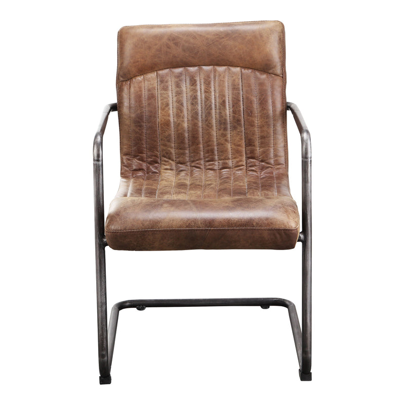 Ansel - Leather Arm Chair (Set of 2) - Grazed Brown