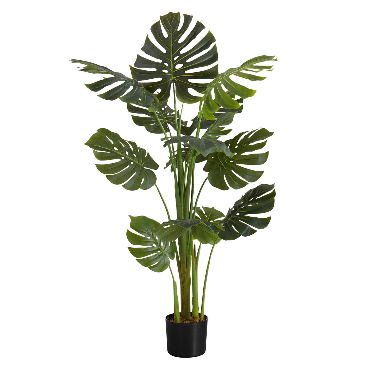 55" Tall, Artificial Plant, Monstera Tree, Indoor, Faux, Fake, Floor, Greenery, Potted, Real Touch, Decorative - Green / Black