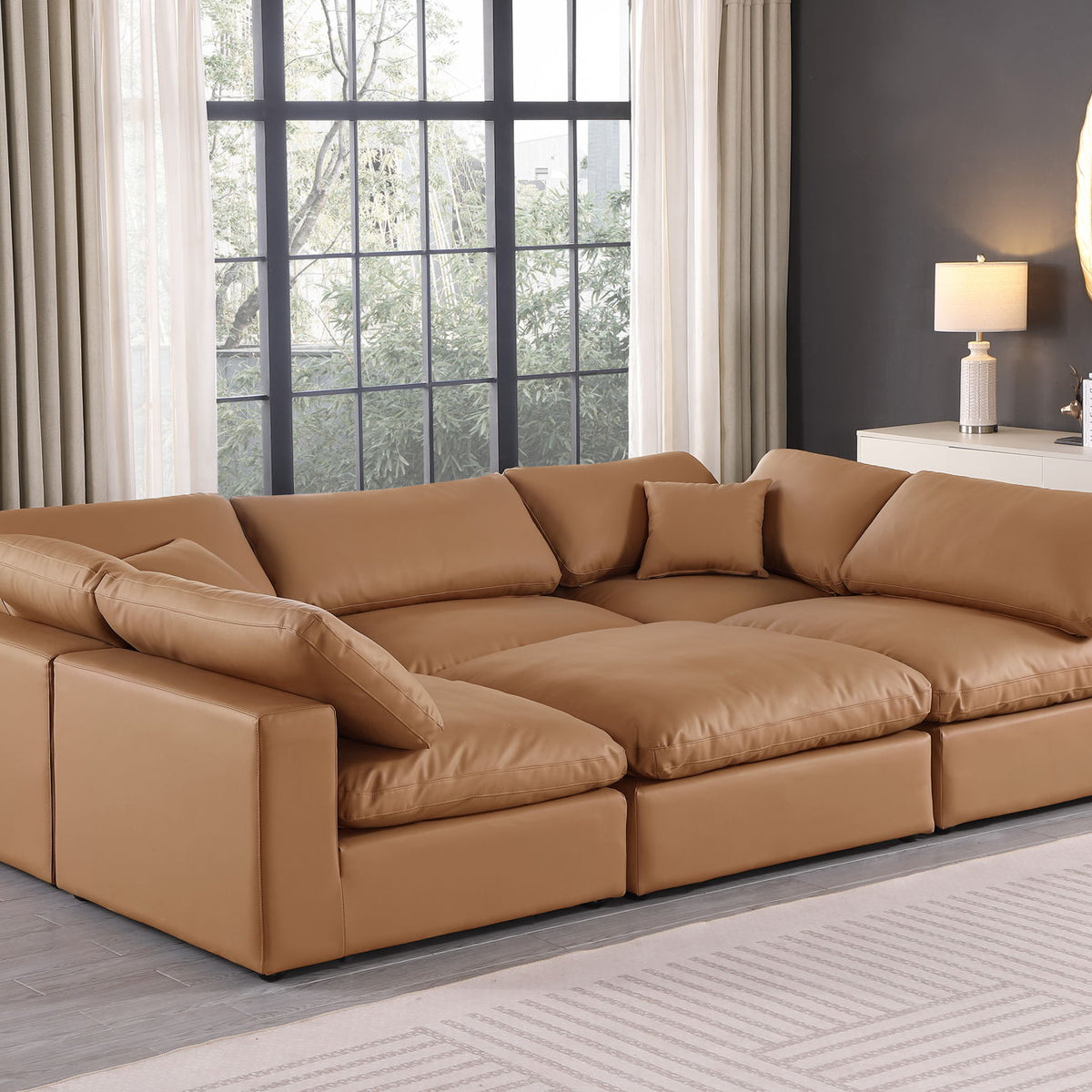 Comfy - 6 Piece Faux Leather Sectional