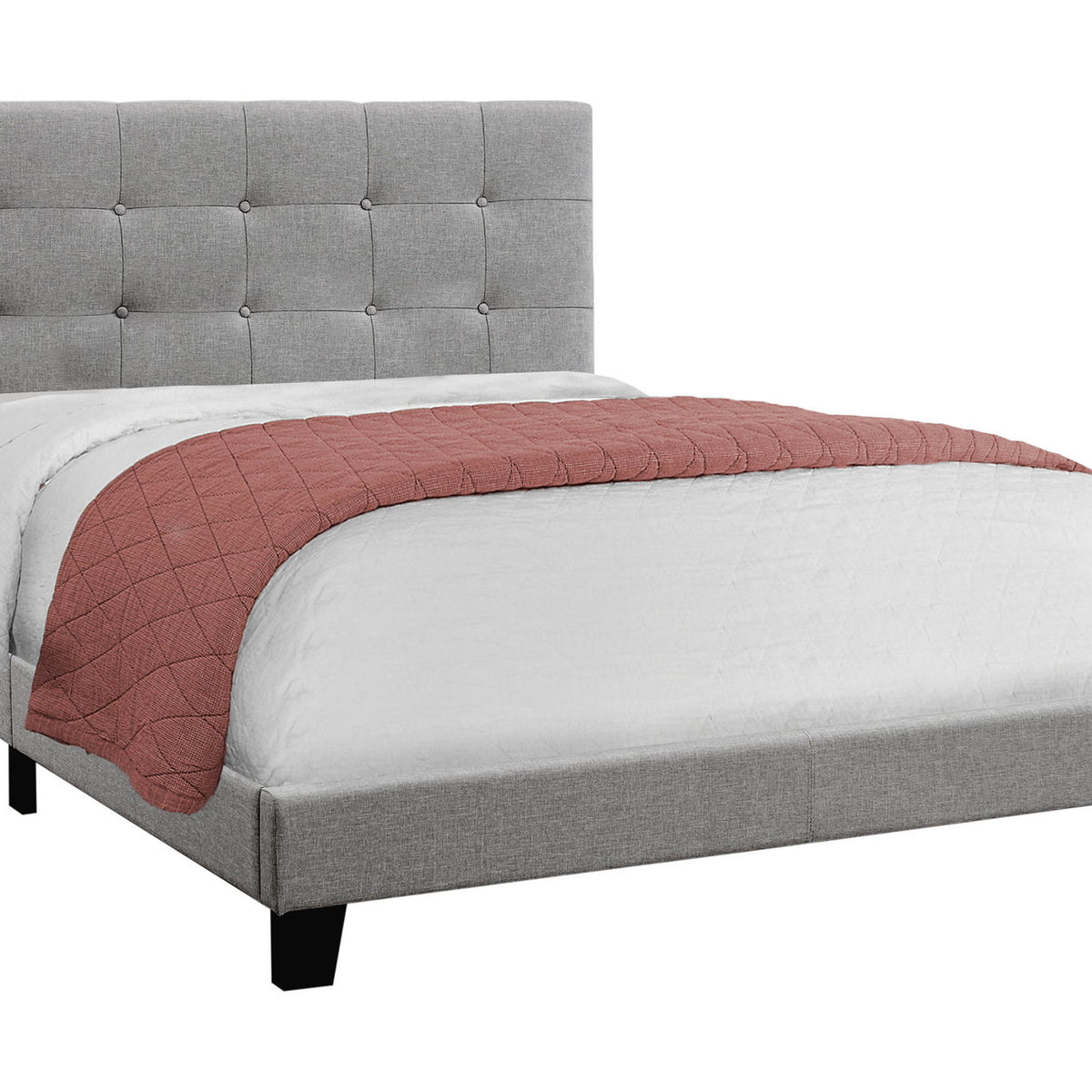 Bed, Upholstered, Frame Only, Transitional
