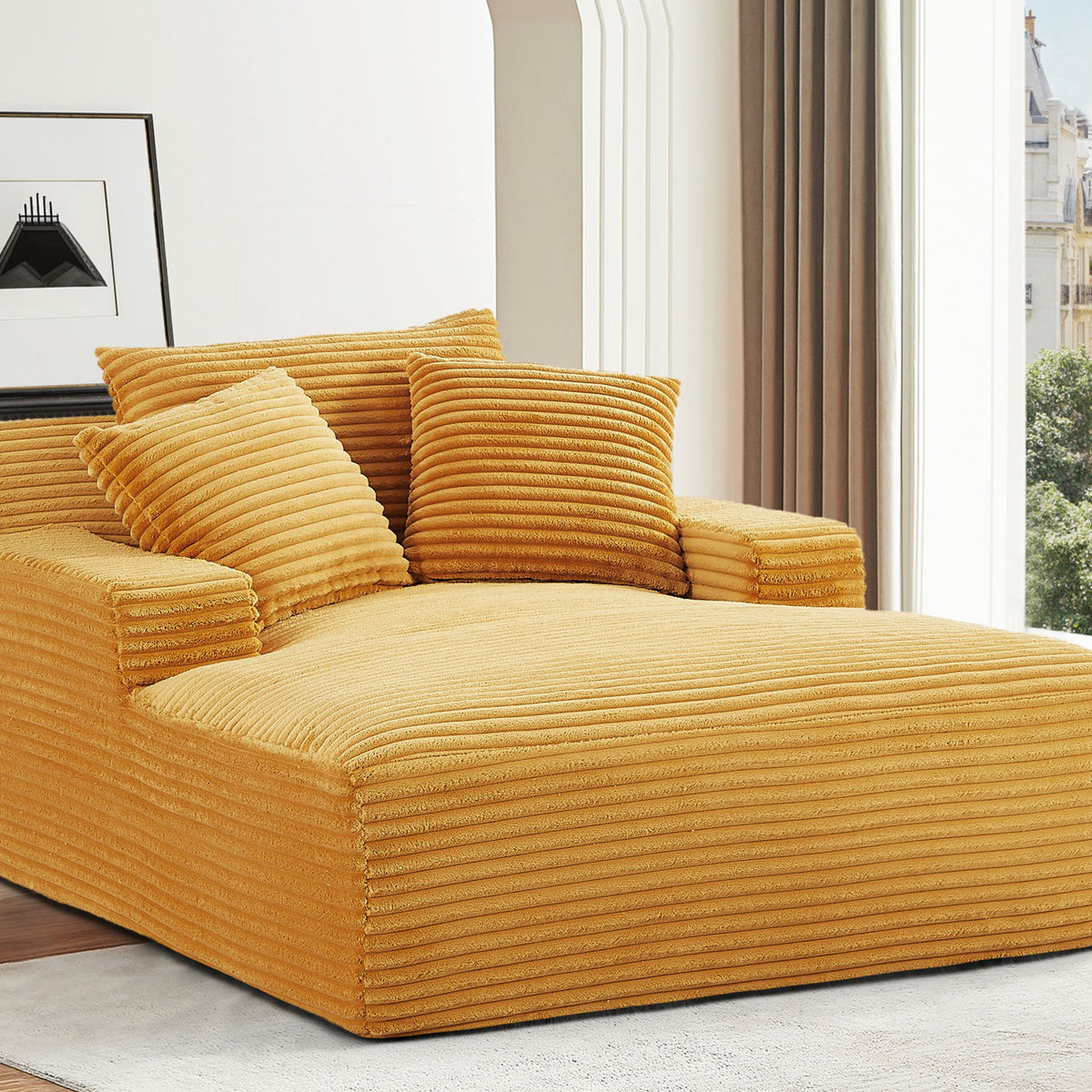 Cloudline - Oversized Chaise Lounge, Modern Comfy Couch With Full Foam Cushioning, Cozy Sleeper Sofabed