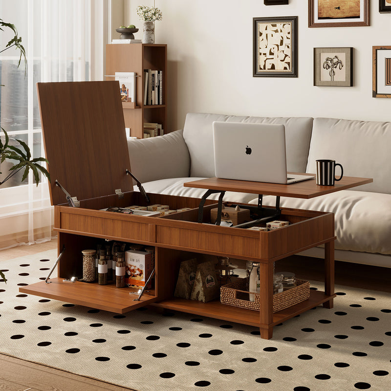 Lift-Top Coffee Table with Hidden Storage Brown