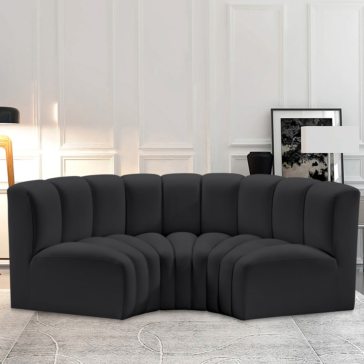 Arc - Faux Leather 3 Piece Modular U-Shaped Sofa