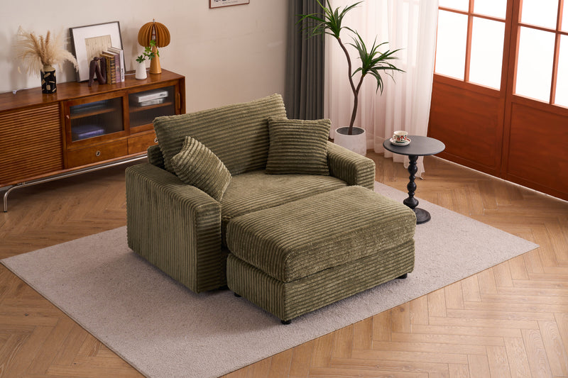 Single Sofa Chair with Removable Ottoman, Comfy Sleeper Chair, Modern and High-Quality Lounge Sofa Bed for Living Room, Bedroom, Small Apartment