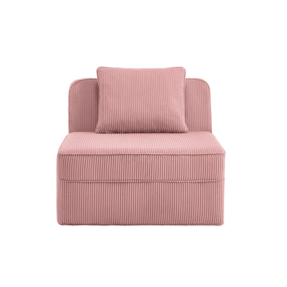 Martha Armless Sofa with Pillow - Pink Corduroy