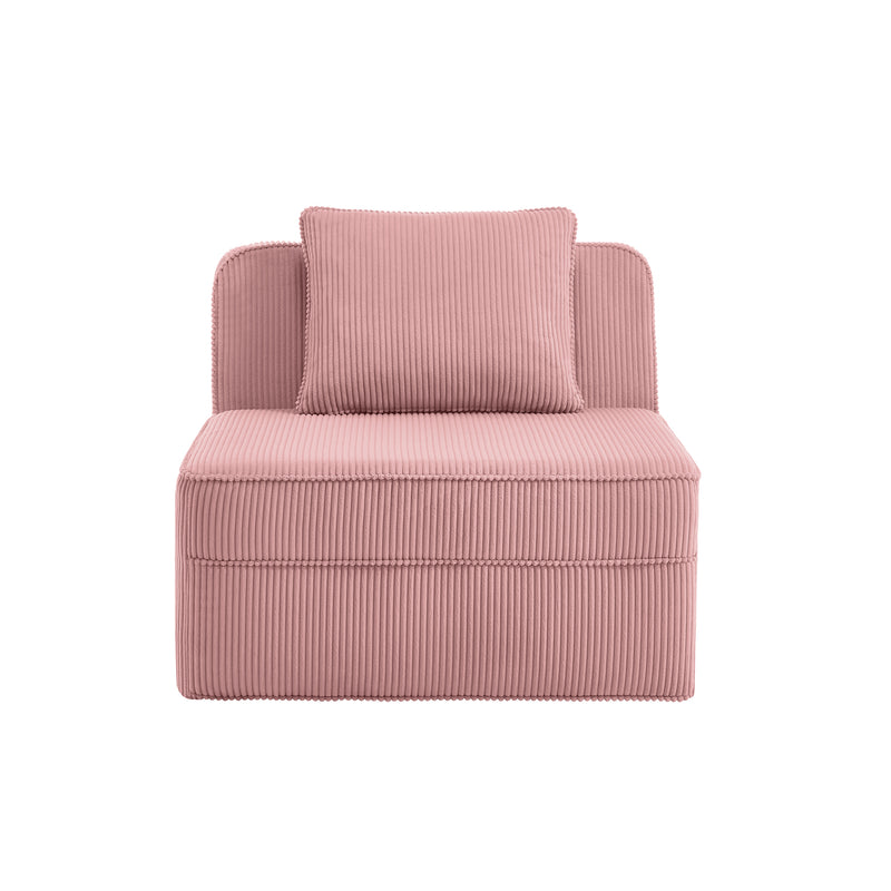 Martha Armless Sofa with Pillow - Pink Corduroy