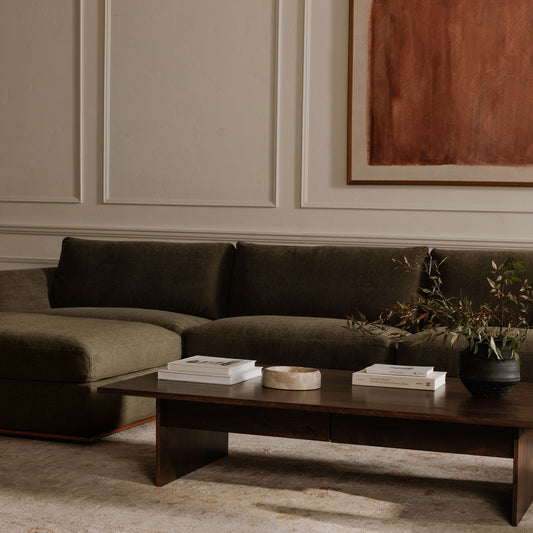 Rue - Classic L Modular Sectional - Dark Green