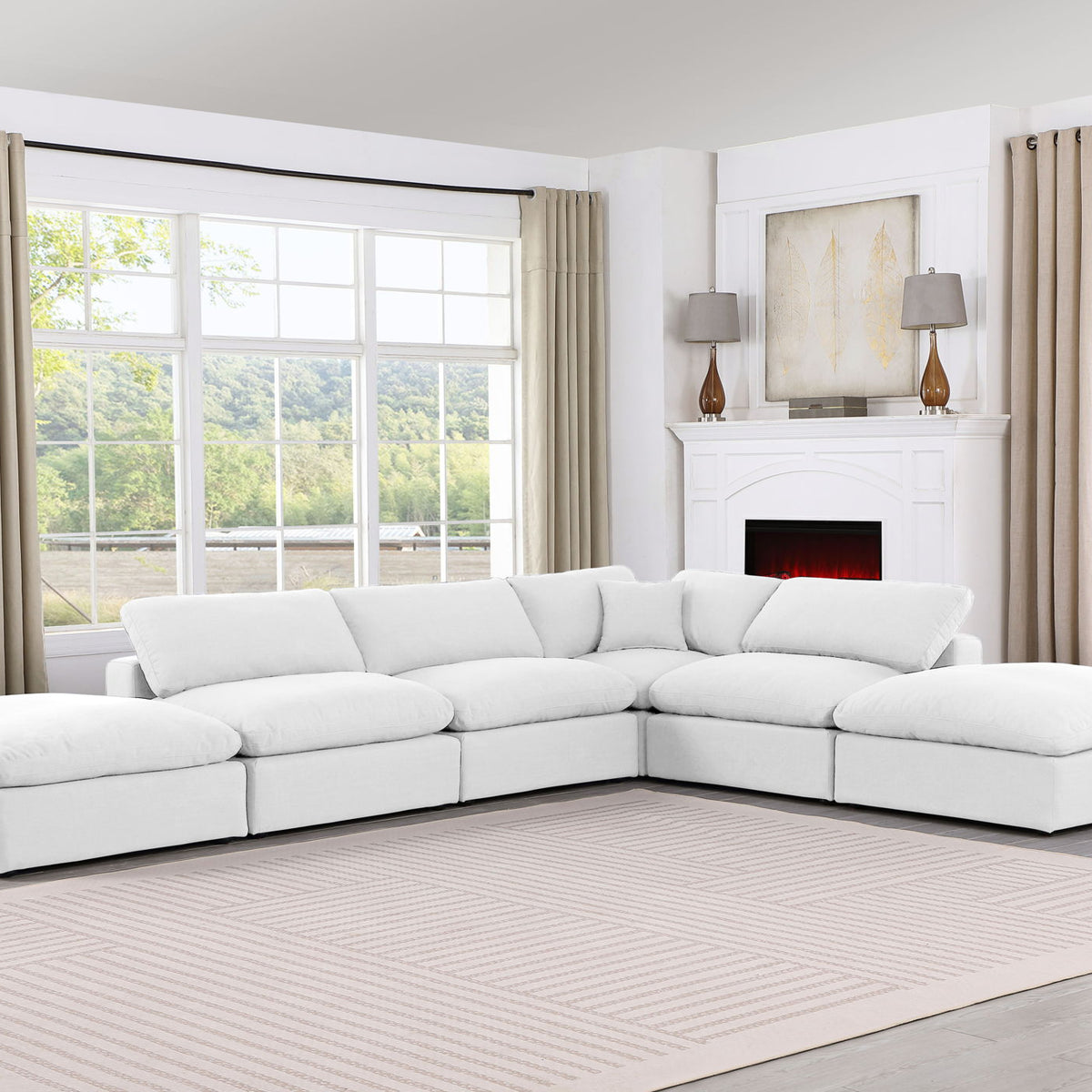 Comfy - 6 Piece Linen Modular Sectional