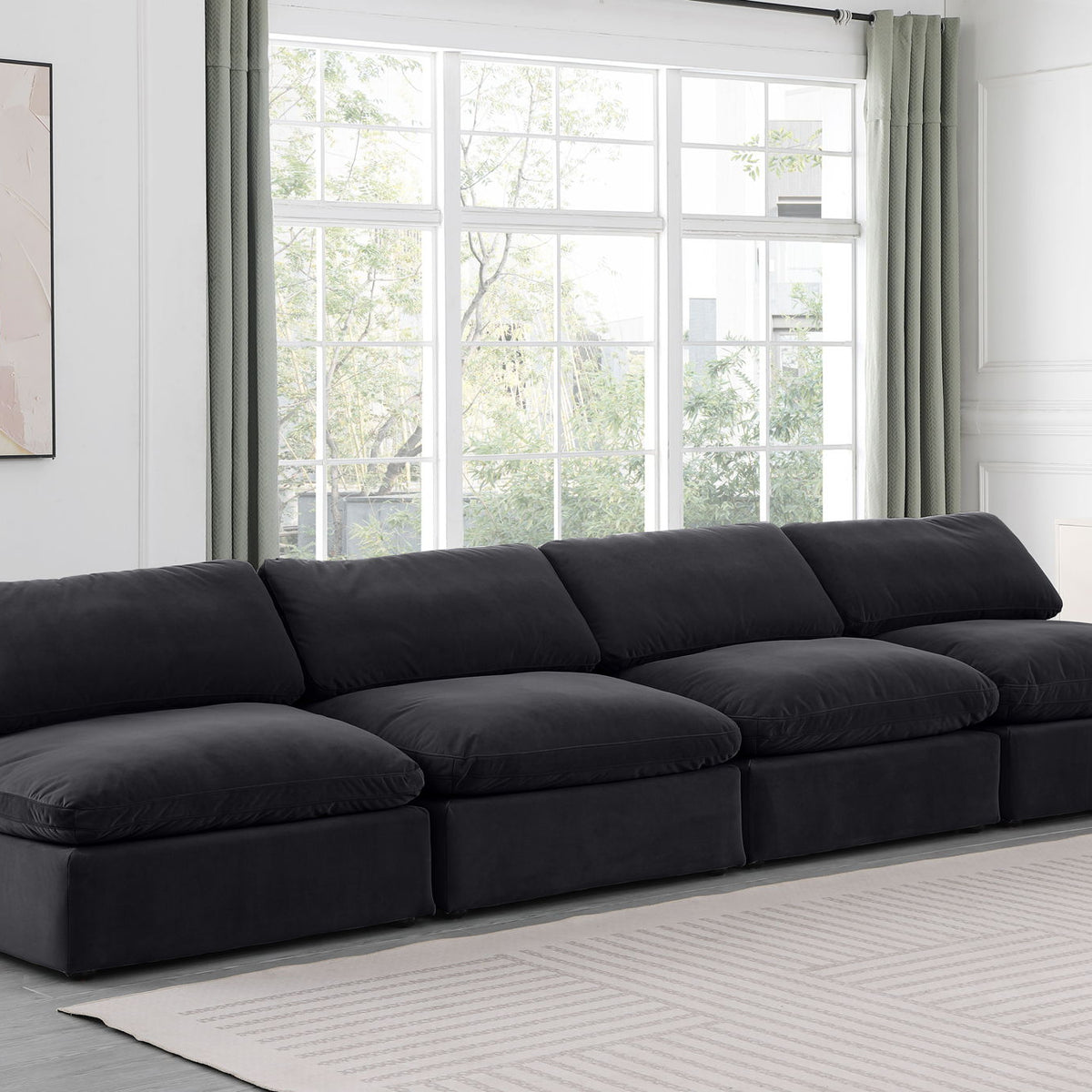 Comfy - Velvet Modular Armless Sofa 4 Seats