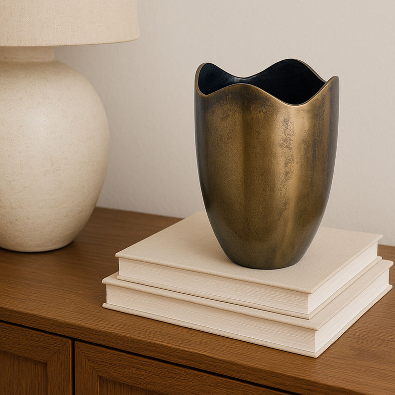 Athena - Cast Aluminum Vase - Antique Brass