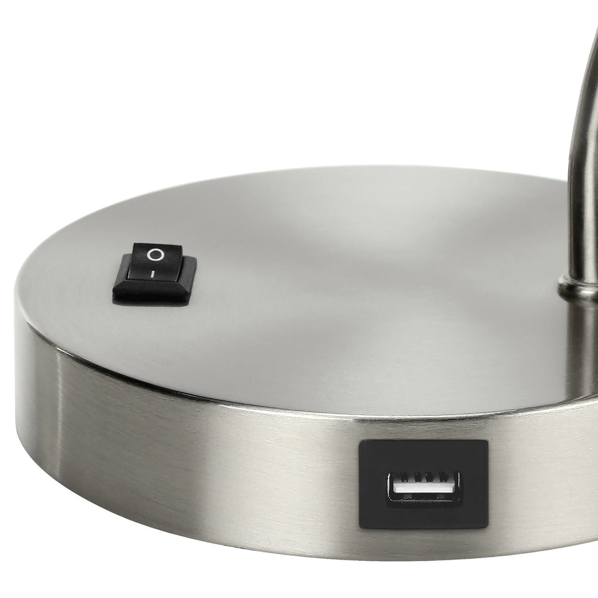 Lighting, Table Lamp, USB Port Included, Nickel Metal, Nickel Shade, Modern - Silver