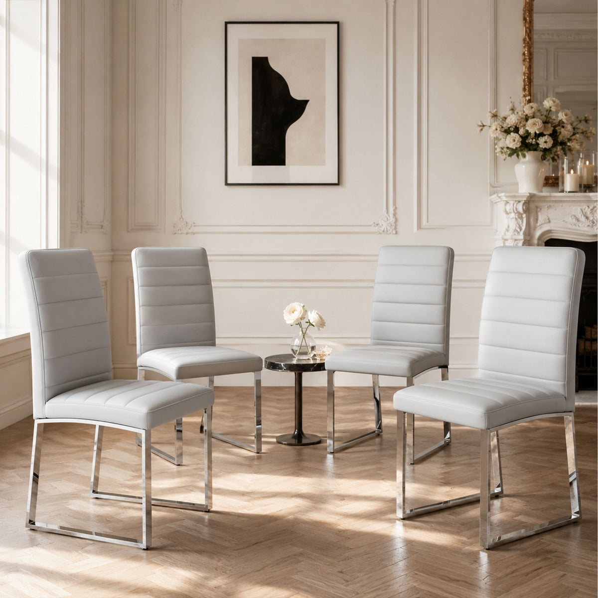 Oversized Dining Chairs (Set of 4) - Light Gray