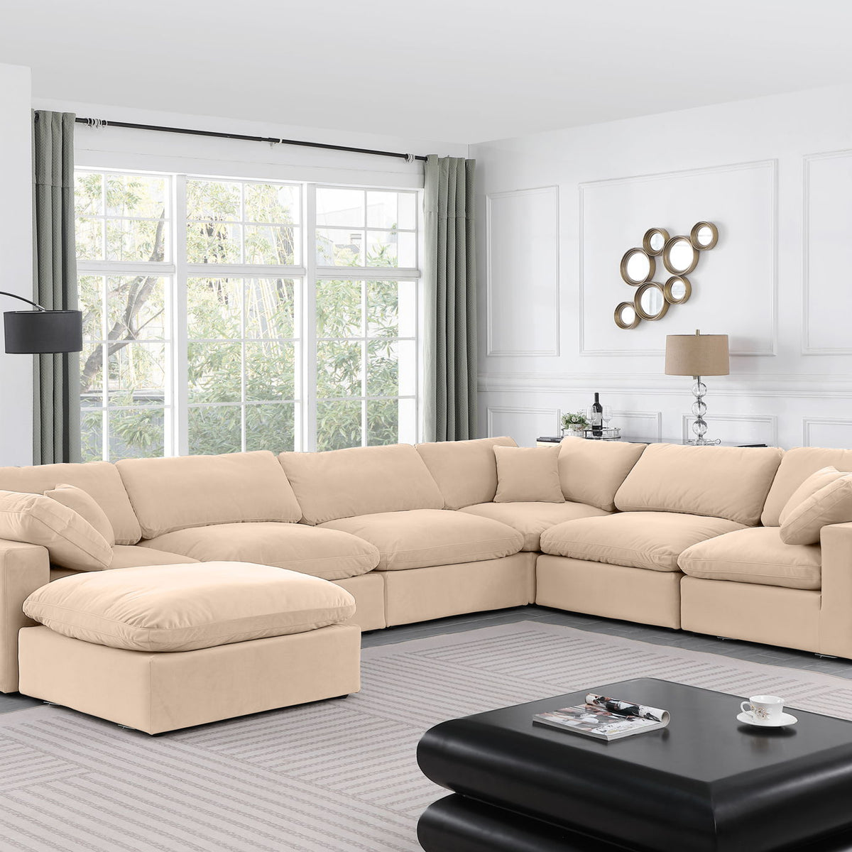 Comfy - 7 Piece Velvet Modular Sectional With Chaise