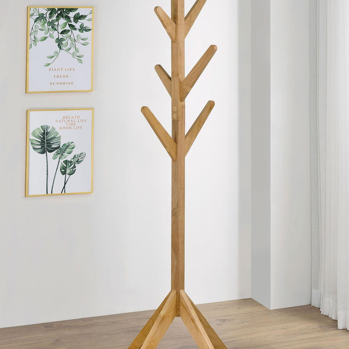 Margaret Solid Wood Coat Rack Clothing Hanger Natural Oak