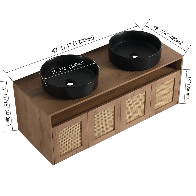 Bathroom Vanity & Art Sink, 2 Soft Close Doors, Float Mounting Design