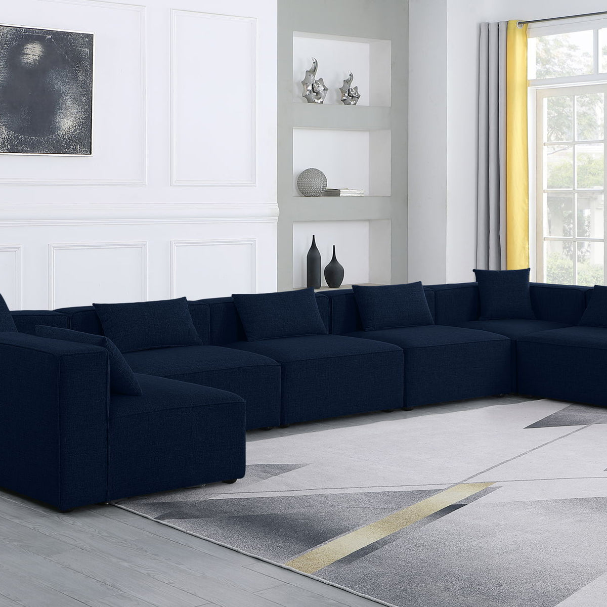 Cube - Linen 7 Piece Modular U-Shaped Sectional