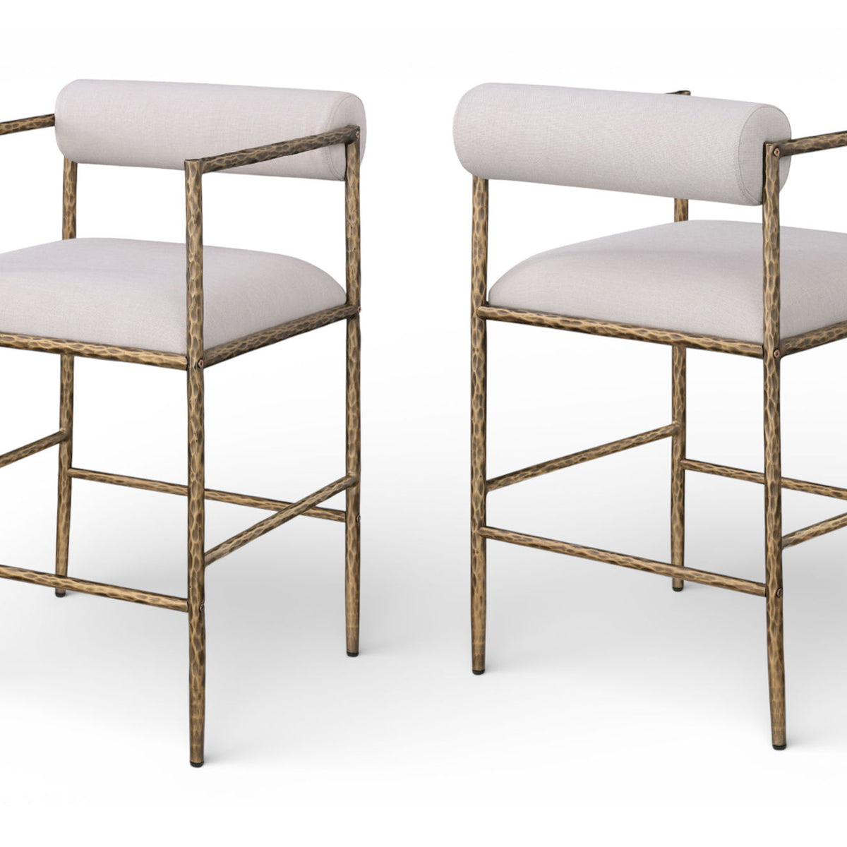 Axis - Linen Textured Beige Fabric Upholstered Counter Stool (Set of 2)