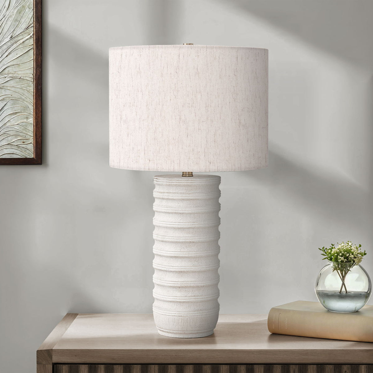 Table Lamp, Lighting, Resin, Transitional - Cream