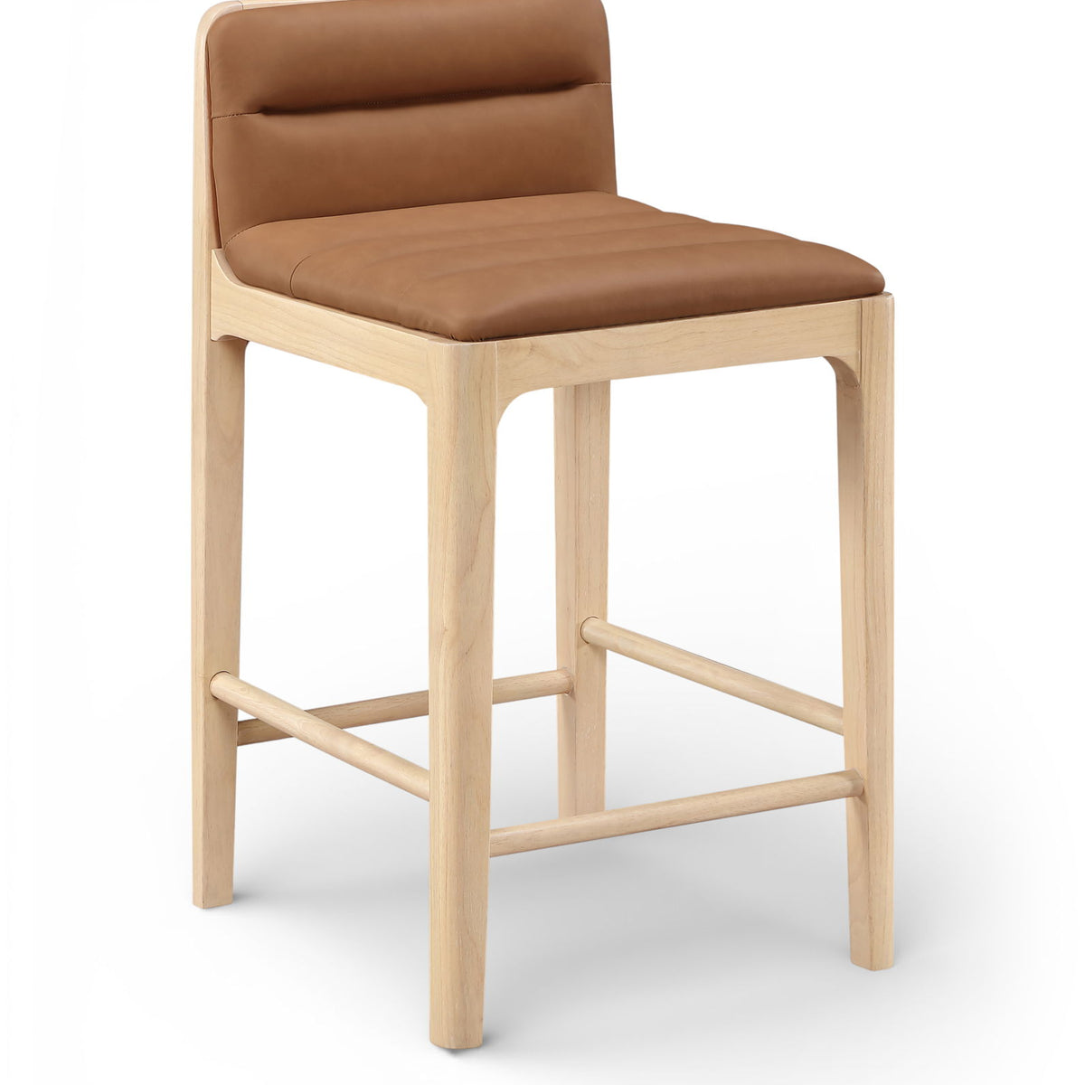 Ellis - Vegan Leather Upholstered Counter Stool (Set of 2) - Natural Base