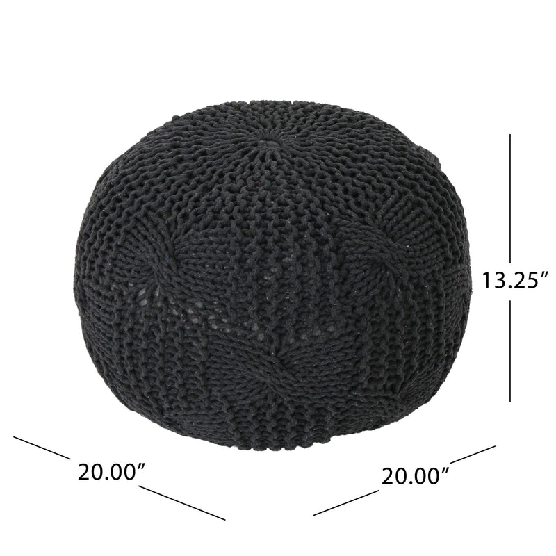 Bordeaux - Knitted Cotton Round Pouf