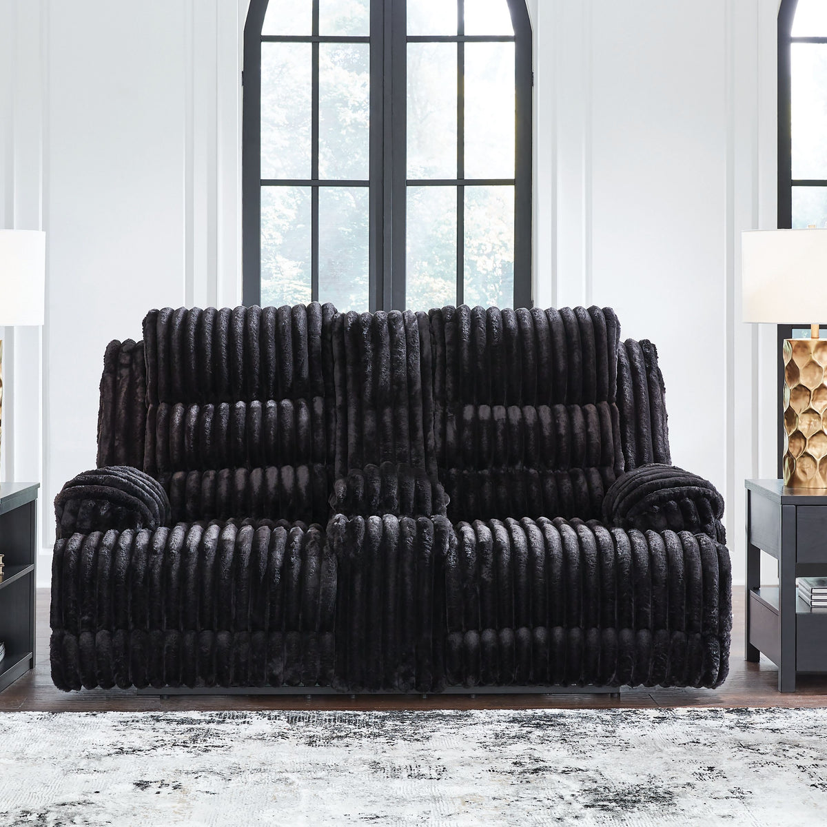 Rhine Falls - Double Reclining Power Loveseat With Console - Onyx