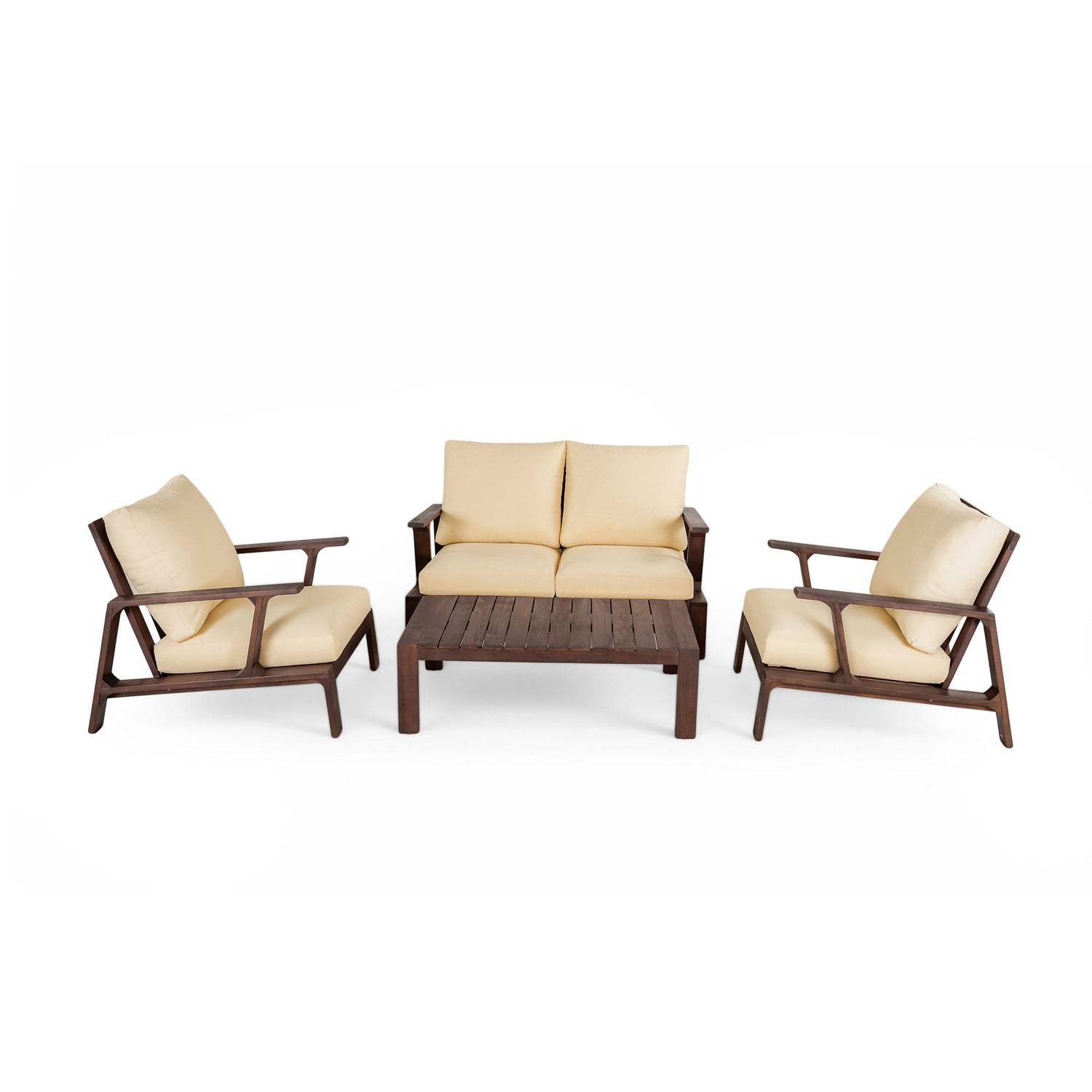 4 Piece Outdoor Sofa Set With Cushions And Coffee Table