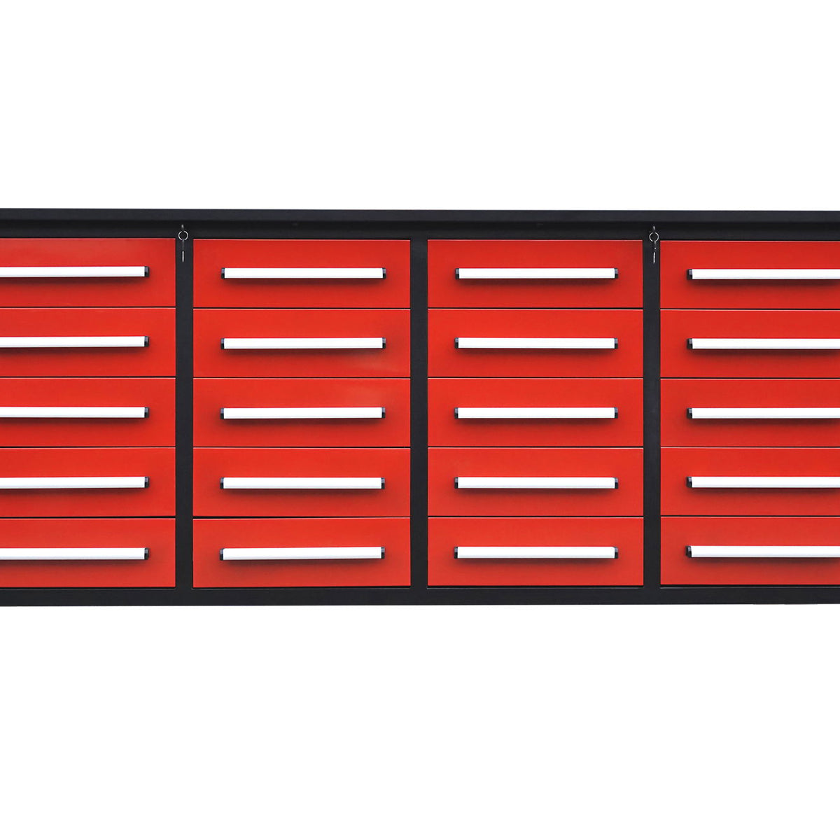 Garage Storage Cabinets With Workbench (With 20 Drawers) - Red