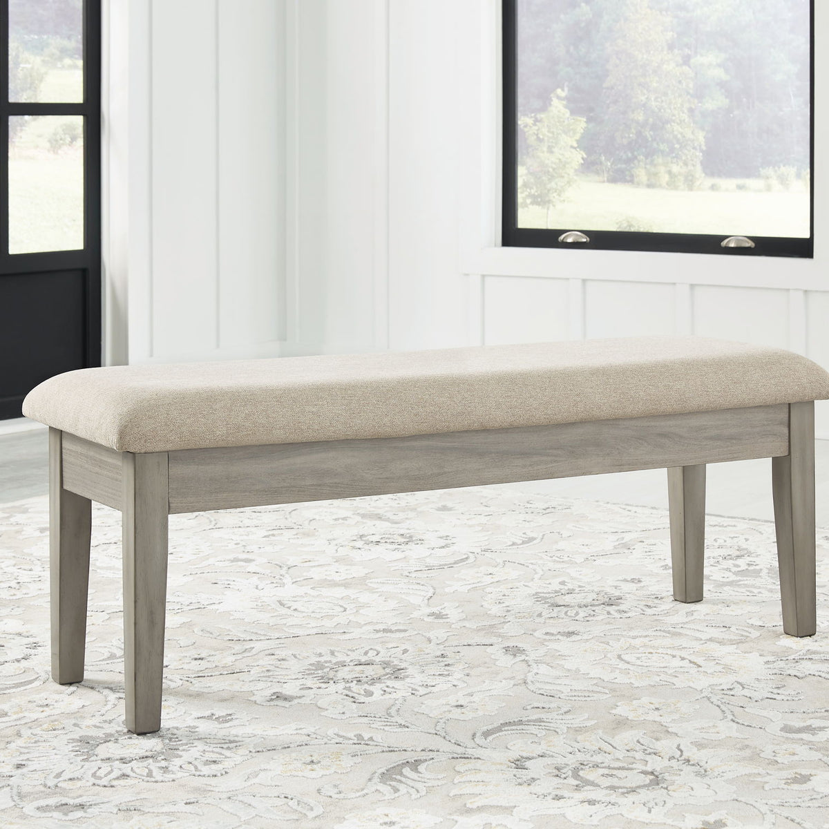 Parellen - Upholstered Storage Bench - Beige / Gray
