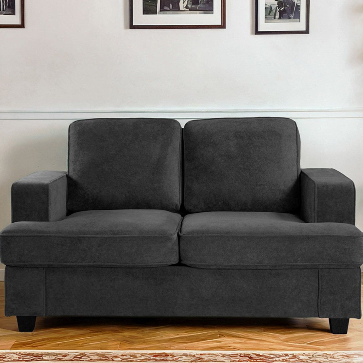 Modern Loveseat, Comfortable 2 Seater Couch With Deep Seating, Loose Back Cushions, Wide Arms