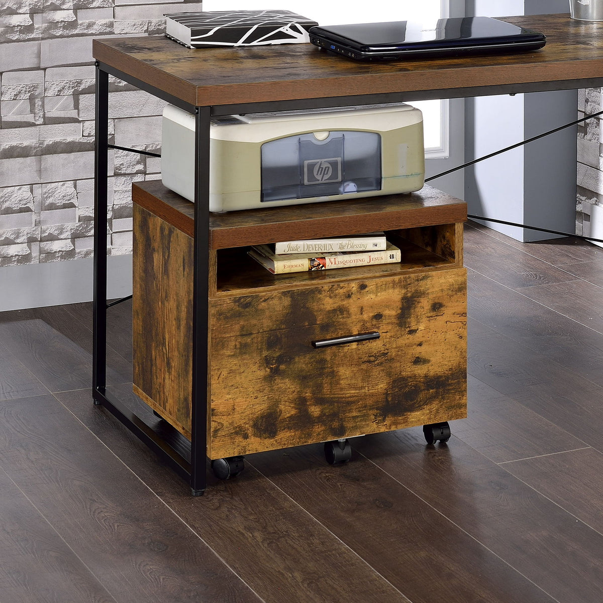 Bob - File Cabinet - Weathered Oak / Black