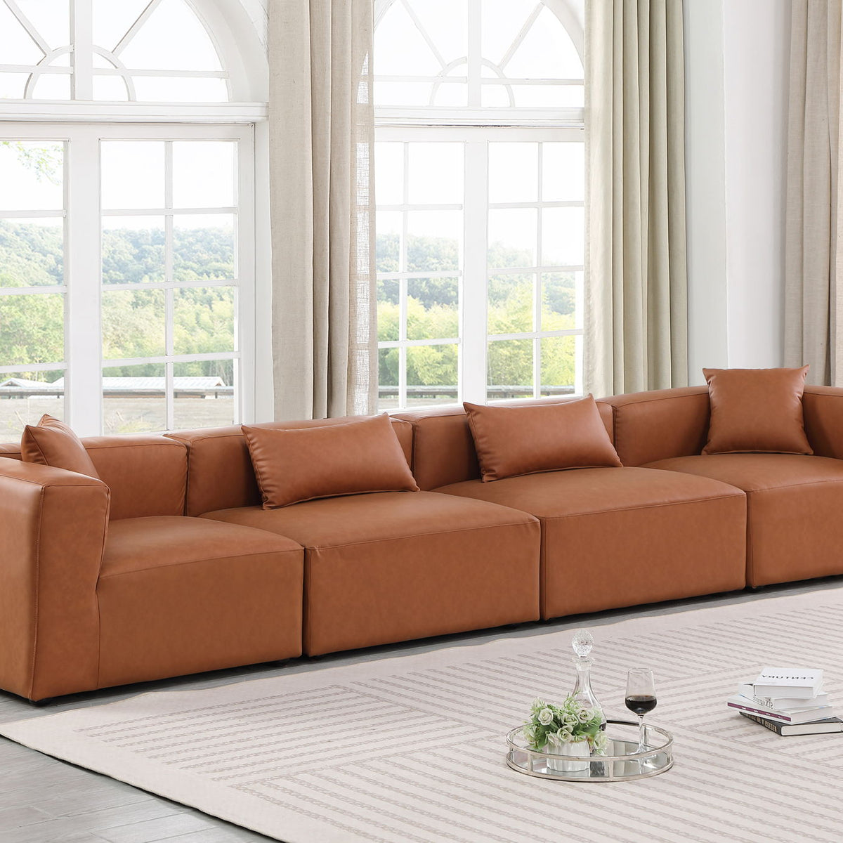 Cube - Modular 4 Piece Sofa - Cognac