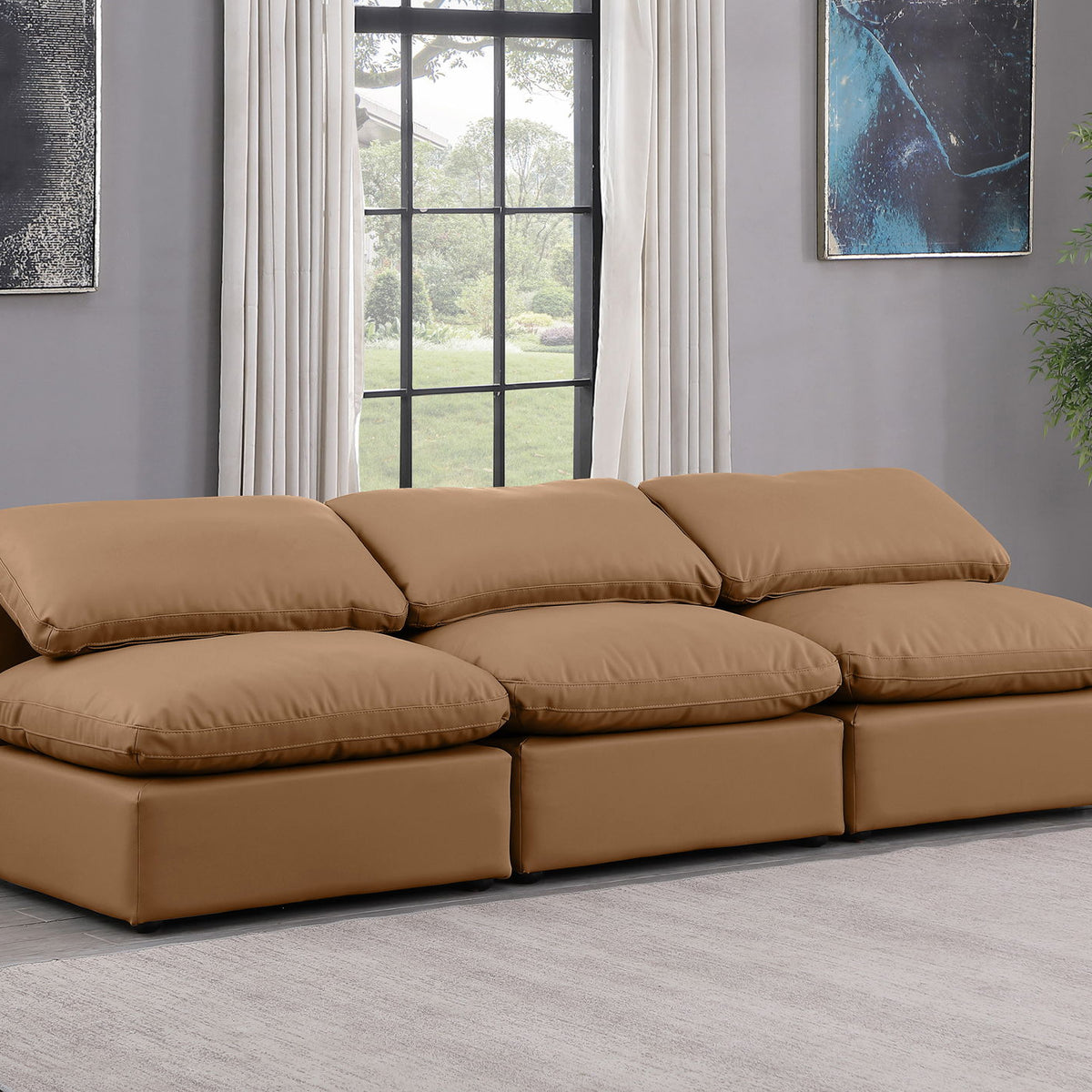 Indulge - Faux Leather 3 Seat Modular Armless Sofa