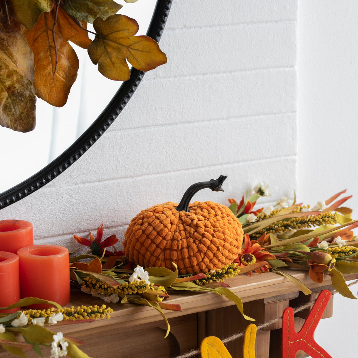 Chenille Weighted Pumpkin Ornament Decor For Holiday Harvest Festival Fall Festival & Thanksgiving