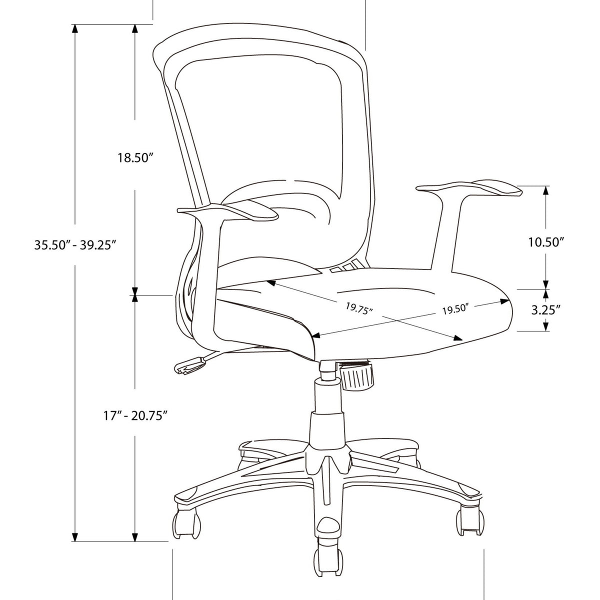 Office Chair, Adjustable Height, Swivel, Ergonomic, Armrests, Mesh - Black
