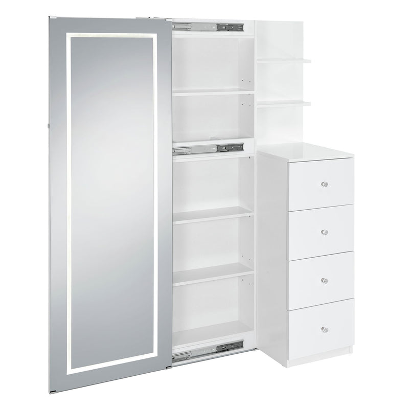 Vancouver - Floor Mirror With Storage - White