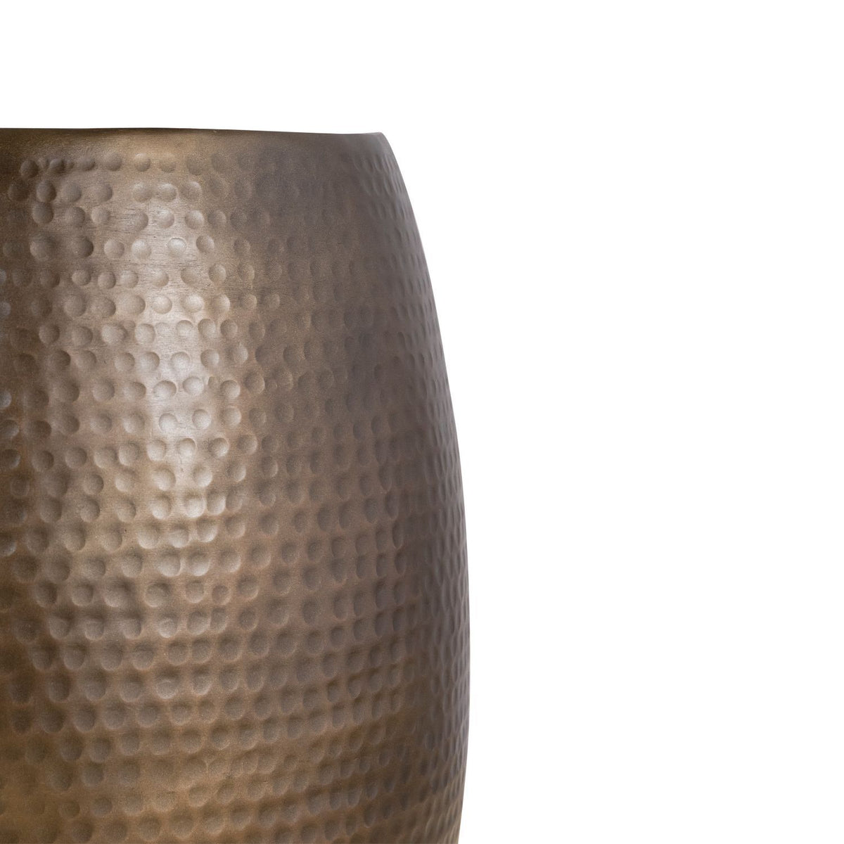 Bronze hammered metal end table side profile with textured pattern
