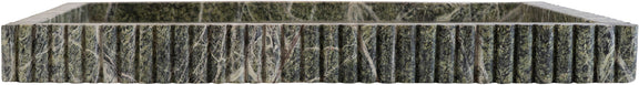 Green and gray genuine marble tray with scalloped border