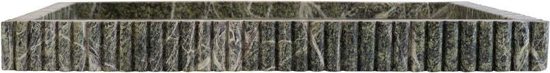 Green and gray genuine marble tray with scalloped border