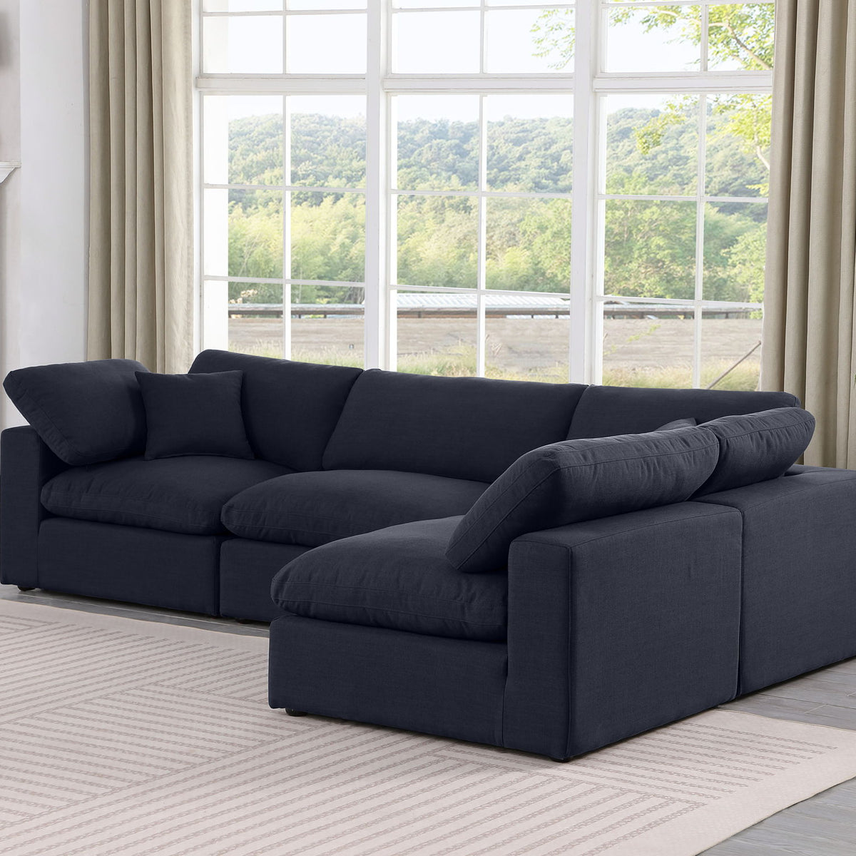 Comfy - 4 Piece Linen Fabric Modular Armless Sectional