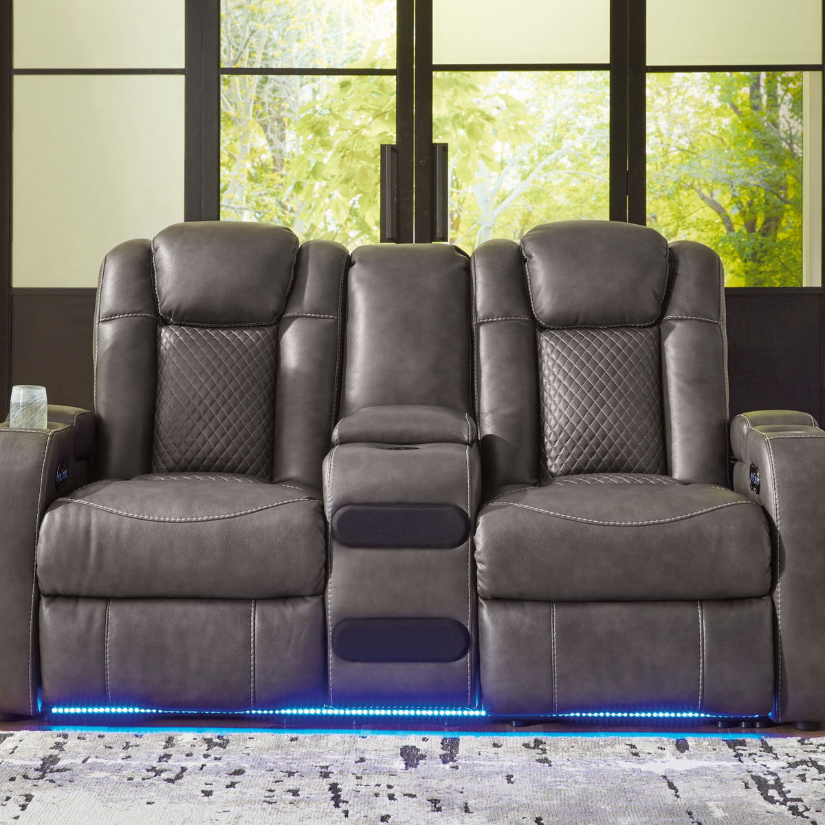 Fyne-dyme - Power Reclining Loveseat With Console/Adj Hdrst