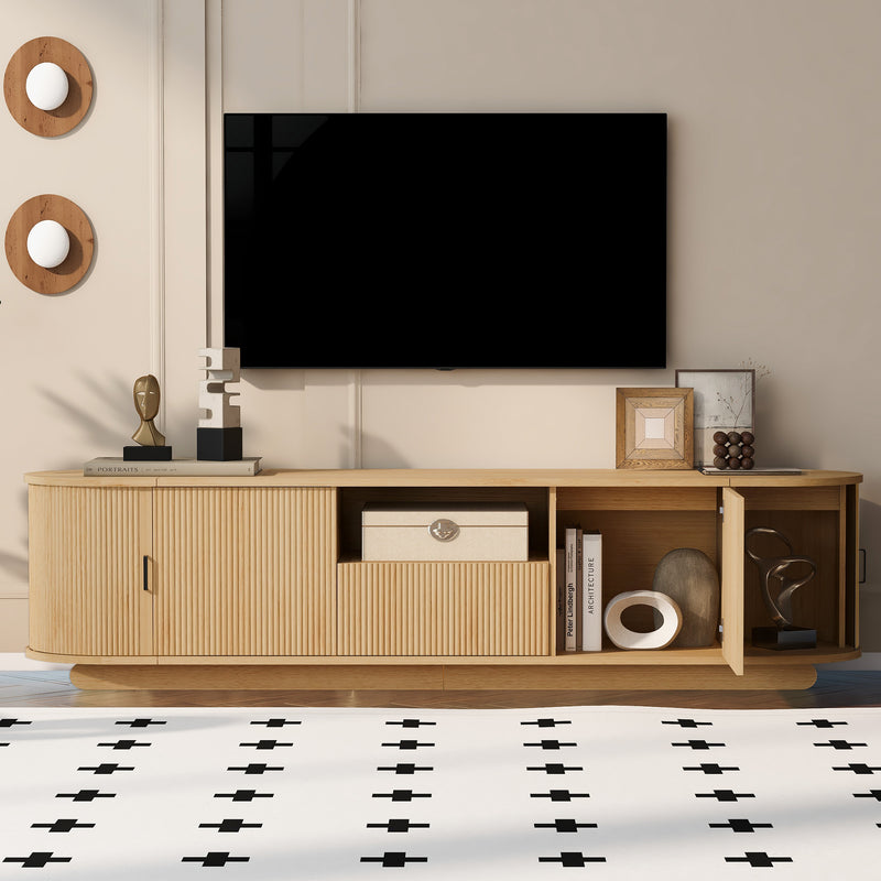 TV Stand Sliding Doors Open Shelving 78.7-inch